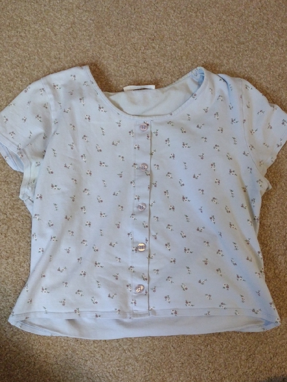 Light Blue Floral Button-Front Top
